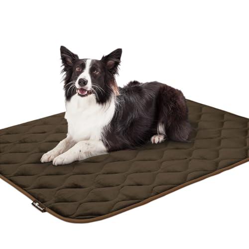 Paw Inspired Washable Padded Crate Mats for Dogs, Dark Brown, 47x29 Inch | Fits 48-inch Kennels, Leakproof, Waterproof Bottom, Plush Dog Pad, Pet Bed - color: Dark Brown, size: 48 Inch