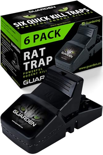 Rat Trap Six Pack - Powerful Reusable Traps for a Quick Kill Indoor or Out | Easy-Bait, Easy-Set Traps Catch Rats, Mice, Voles and Chipmunks Quickly Without Poison or Electricity - size: 6 Pack Rat Traps