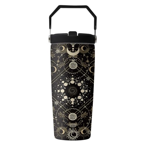 Goth Women 28oz Tumbler, with Handle Lid Straw, Stainless Steel Cup | 28oz Insulated Tumbler, Moon Witchy Travel Water Bottle, Thanksgiving Christmas Birthday Gift for Man Women Goths Style Lover - color: Moon