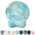 Mouse Pad with Wrist Rest, Comfortable Computer Mousepad with Gel Wrist Support Smooth Surface and Non-Slip PU Base for Pain Relief, Laptop, Office & Home (Blue Marble) - color: Blue Marble