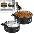 Dog Crate Water Bowl No Spill, 2 Pack Hanging Dogs Kennel Water Food Bowls, Stainless Steel Mountable Pet Bowl Metal Feeder Coop Cup Cage Accessories for Puppy Cat Rabbit Guinea Pigs Ferret Bird - color: Black