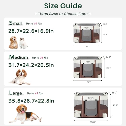 Love's cabin Pet Puppy Dog Playpen, Large Dog Tent Crates Cage Indoor/Outdoor, Portable Exercise Playpen for Cat, Foldable Pop Up Dog Kennel Playpen with Carring Case (L, Brown) - color: Brown, style: Large