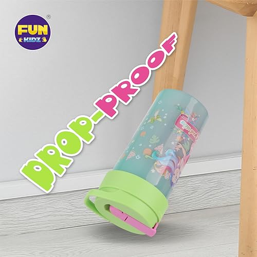 17oz Fairy Kids Water Bottle, Toddler Spout Cover and Carry Handle Design Lid Leak Proof BPA free Cup for Girls Ages 3+ Dishwasher Safe for Sports School Travel Made of Plastic with Silicon Straw
