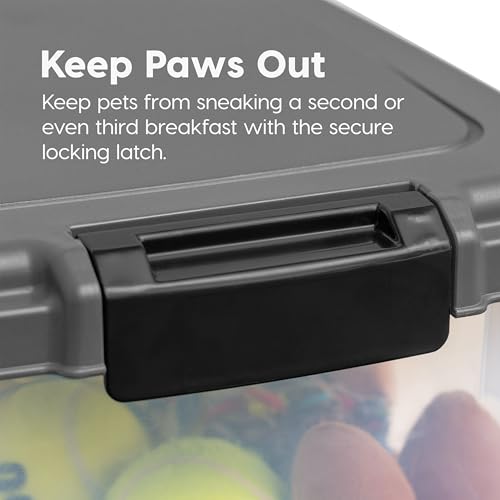 IRIS USA Dog Food Storage Container, Up to 30+11 lbs, Dark Gray | Made in the USA, Includes 2-Cup Scoop & Wheels, Airtight Seal, BPA-Free, Bird Seed, Cat food, Cat Litter, Treats, Toys - color: Dark Gray