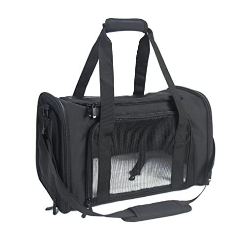 Soft Sided Carrier for Small Medium Cats Dogs,TSA Airline Approved Collapsible Travel Pet Carrier Medium Black - color: Black, size: Medium