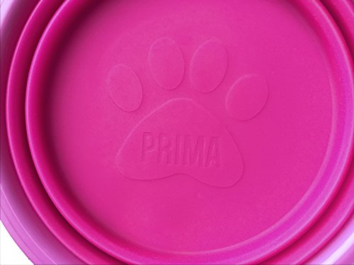 Prima Pet Collapsible Silicone Water Travel Bowl with Clip for Dog and Cat, Portable and Durable Pop-up Feeder for Convenient On-the-go Feeding - Size: Small (1.5 Cups) Pink - 2 Pack - color: PINK, size: SMALL (1.5 CUPS) - 2 PACK