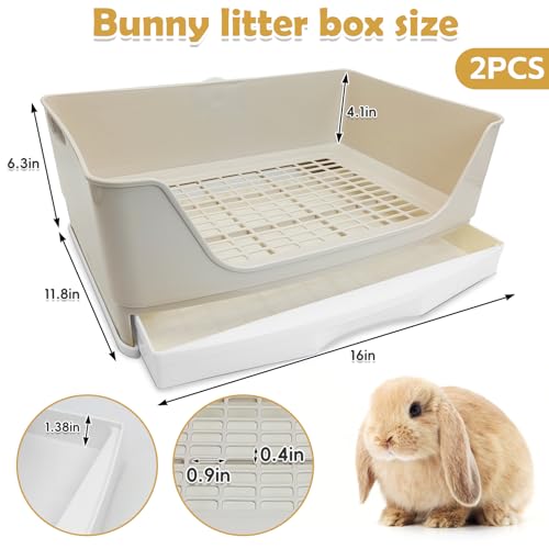 kathson 2PCS Large Rabbit Litter Box Trainer, Potty Corner Toilet with Drawer Bigger Pet Pan for Adult Hamster, Guinea Pig, Ferret, Galesaur, Bunny and Other Animals (Brown) - size: 2PCS, Brown