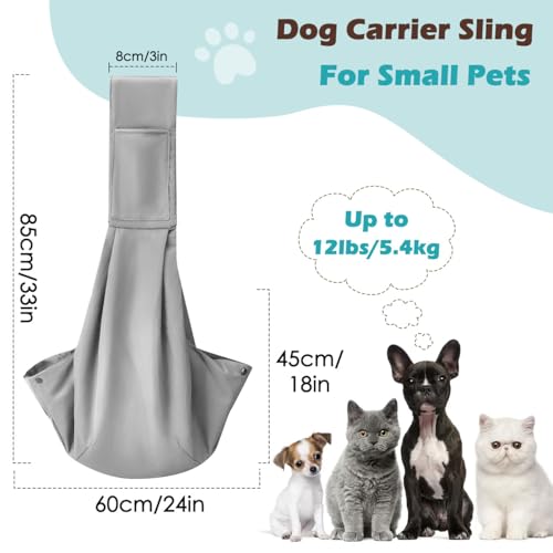 Pawaboo Small Dog Sling Carrier | Reversible Puppy Small Pet Carrier,Hands Free,Safety Buckle,Storage Pocket for Travel,Outdoor Activities Light Gray - color: Light Gray