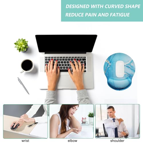 Mouse Pad with Wrist Support, Ergonomic Mouse Pad with Memory Foam Wrist Rest Cushion, Non-Slip Rubber Base Gaming Mice Pad for Home Office Computer Laptop, Green Marble - color: Green marble