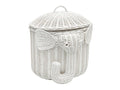 KOUBOO Rattan Elephant Storage Animal Shaped Handwoven Cloths with Lid Decorative Storage Bin Fruit Container Bedroom Shelf Organizer White