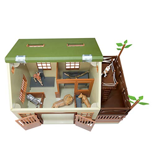 Terra by Battat Animal Hospital Wooden Vet Clinic Toy Barn Playset | 15-piece wooden animal hospital with openable rooftop, ladder, 5 fences, 2 trees, exam table and scale, Playsets, 3+ Years - style: Wooden Vet Clinic