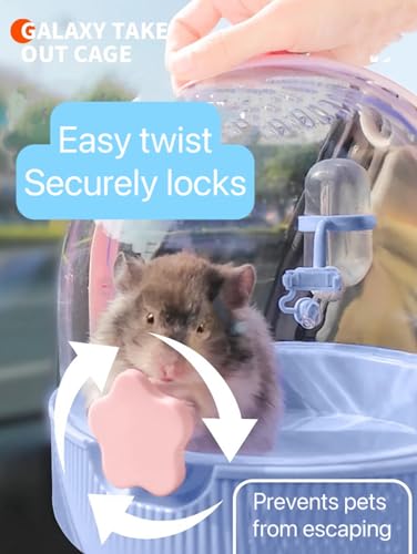 TUTU&LELE Travel Cage for Dwarf Hamster Mice Small Pets Hand Crossbody Carrier with Warm Plush Pad & Water Bottle (Blue) - color: Blue
