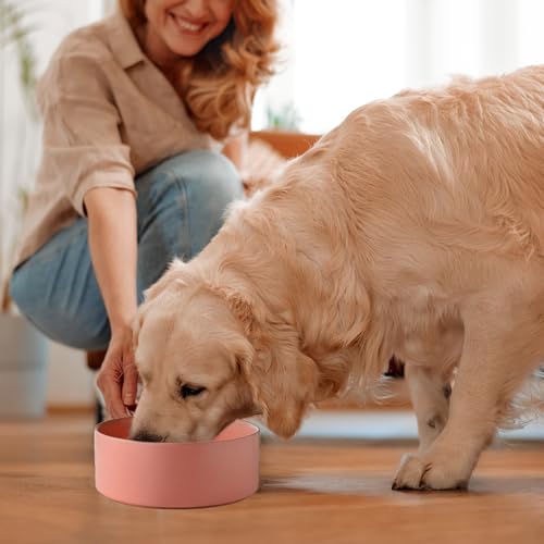 6'' Ceramic Dog Bowl - 30Oz Classic Dogs Food & Water Bowl for Small and Medium Breed Dogs, Heavy Duty Non-Slip Dog Dishes, Food Grade Stoneware Pet Bowl, Dishwasher & Microwave Safe, Pink - color: Bowl - Pink, size: 6 inch