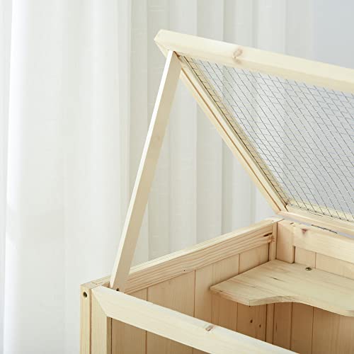 PawHut 3-Tier Wooden Hamster Cage Mice and Rat Cage Small Animals Hutch with Openable Top, Front Door, Storage Shelf, Natural Wood | Small Animals Hutch, Openable Top, Storage Shelf - color: Natural Wood