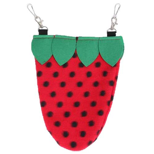 Exotic Nutrition Strawberry Nest Pouch - Hanging Fleece Bed - for Sugar Gliders, Hamsters, Degus, Squirrels, Rats, Mice, Marmosets, Chinchillas, Gerbils & Other Small Animals