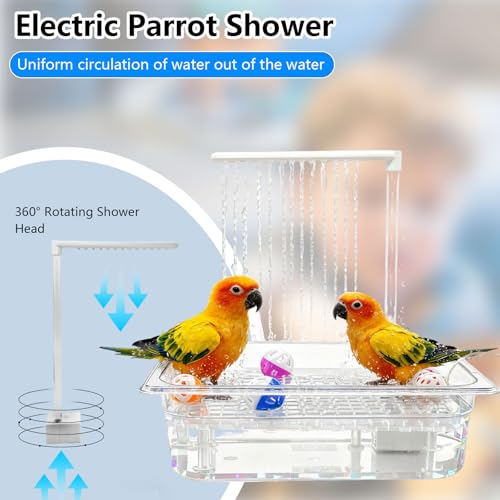 Parrot Bird Bath with Pump,Large Automatic Parrot Parakeet Shower Fountain | Bird Bathing Tub with Water Pressure Controller,Circulating Water System,Parrot Bath for Budgie Cockatiel Lovebird Conure - size: Style 2