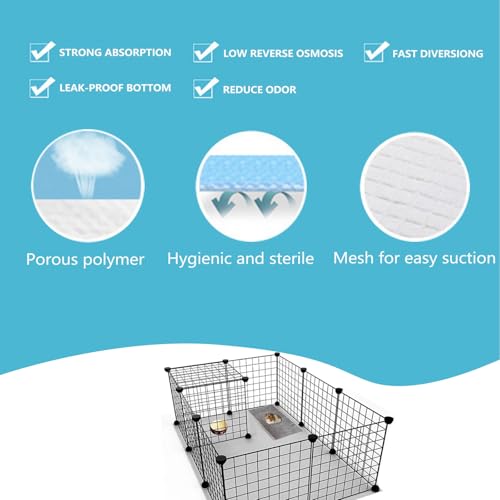 Guinea Pig Pee Pads, Disposable Rabbit Cage Liners, Charcoal Odor Controlling Absorbent Waterproof Pee Pads for Hamster, Bunny, Ferret, Chinchilla and Other Small Animals (18" x 13", 100 PCS) - size: 17.7" x 12.9" - 100PCS