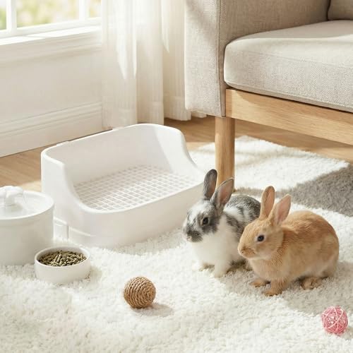 Large Rabbit Litter Box, Bunny Litter Box, Removable Top and Base, White | Removable Top and Bottom, Easy to Assemble and Clean, Suitable for Adult Rabbits, Guinea Pigs and Other Small Pets - color: White, size: 17.8" × 11.8" × 7.5"