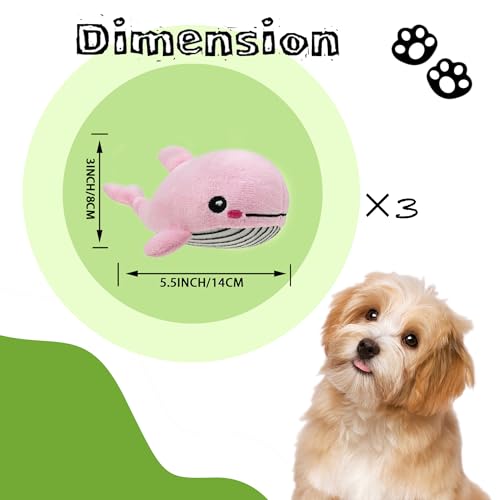 Dog Hide and Seek Toys Puppy Chew Squeaky Toys Plush Mushroom&Bamboo&Shell Hideout Stuffing with Squeakers Animals (3Pcs Squeaky Whale Pink) - color: 3Pcs Squeaky Whale Pink