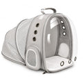 Expandable Cat Carrier Backpack with Bubble Window, Grey | Breathable mesh, anti-collapse frame, side door, safety leash and escape-resistant zippers for vet visits and outdoor travel. - color: Grey