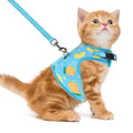PUPTECK Soft Mesh Cat Vest Harness and Leash Set Puppy Padded Pet Harnesses Escape Proof for Cats Small Dogs Rabbits Bunny - color: Blue(Pineapple), size: M(NECK 7", CHEST 10.5", 4-6 lbs)
