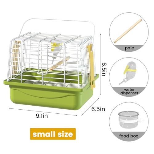 Small Bird cage,Travel Cage for Birds and Small Animals, Parakeet cage,Bird Carrier Travel cage,Bird Travel cage, jaulas para pájaros,Green,(Green,S) - color: Green, size: S