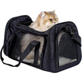 Soft-Sided Cat/Dog Carrier, Car Travel Pet Carrier Up to 16LB with Backpack Straps & Removable Washable Pad, Collapsible Mesh Puppy Carry Bag for Small Animals, Black - color: Black