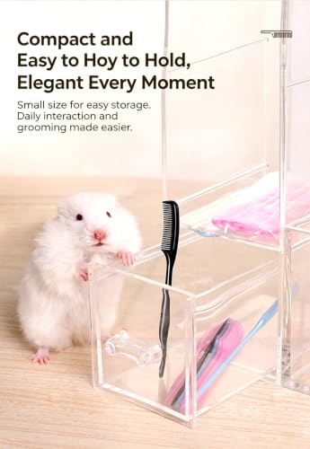 Small Animal Grooming Comb 4 Pack, Mini Hamster Comb Set for Loose Fur and Gentle Grooming, Lightweight Pet Hair Comb for Hamsters, Gerbils, Mice, Rats, Guinea Pigs and Small Rabbits, Assorted Colors