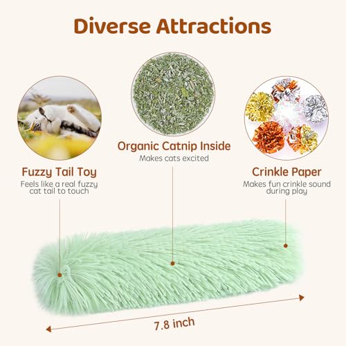 Potaroma Cat Toys Pillows, 3 Pack, Catnip Inside, Indoor Interactive Fun | Crinkle Sound, Soft Durable, Kitten Kicker, Promotes Kitty Exercise - color: Green Yellow Violet