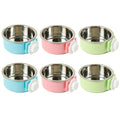 kathson Crate Dog Bowl, Removable Stainless Steel Hanging Pet Cage Bowl Food & Water Feeder Coop Cup for Cat, Puppy, Birds, Rats, Guinea Pigs (6 PCS, Size: M, 2×Blue,2×Green,2×Pink) - color: Size: M (2×Blue, 2×Green, 2×Pink), size: 6 PCS