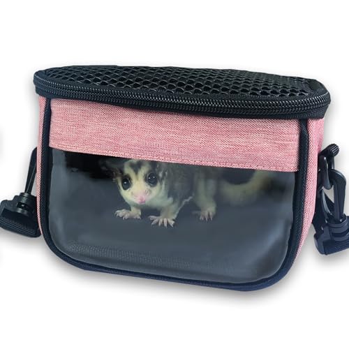 Small Pet Carrier Bag - Single - Shoulder Outdoor Carrier for Hamsters, Sugar Gliders & Flying Squirrels Portable Small Pet Travel Bag (Pink) - color: Pink