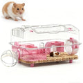 8-in-1 Dwarf Hamster Cage, No Assembly Full Transparent, Small Desktop/Breeding/Nursery Cage, 16.93×11.81×9.45 in, Fits Small Space/Kid’s Room, for Dwarf & Baby Hamsters - color: Pink, size: M