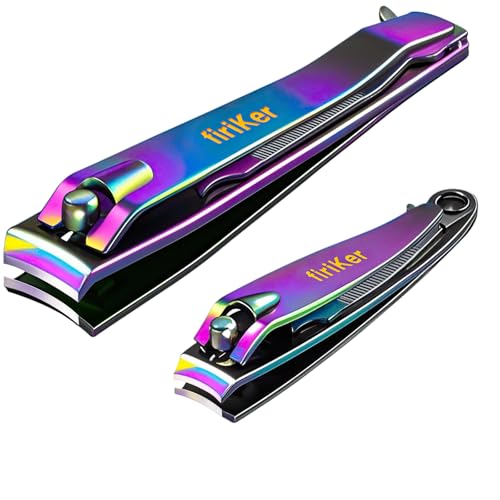firiKer Nail Clippers with Nail File,Fingernail Clipper,Toe Nail Clippers | Nail Clipper Set ( Rainbow), Large for Toenails,Small for Fingernails, Used Separately, Ideal Gift for Men and Women - color: Rainbow