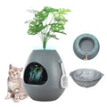 Egglao6 Hidden Cat Litter Box Furniture with Artificial Plants, Odor Removal System, 3PCS Cat Litter Box Liners, Cat Litter Scoop, Quick Assembly, Secret Kitty Enclosure, Extra Large (Grey) - color: Gray