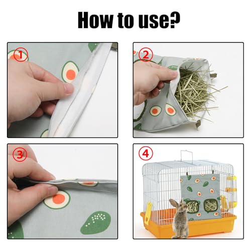 2Pcs Rabbit Hay Feeder Bag, Hanging Guinea Pig Hay Feeder, Green | Rabbit Cage Bag, Hanging Hay Feeder with 2 Holes, Small Animal Feeders Storage Pouch Holder for Rabbits Hamsters Small Pets - color: Color 2