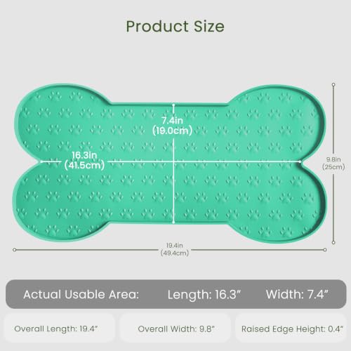 PWTAA Dog Food Mat Anti-Slip Silicone Dog Bowl Mat Thicker Pet Placemat Waterproof Cat Feeder Pad with Raised Edge Puppy Kitten Feeding Mats Suitable Small Medium-Sized Dogs Cats Eating Tray - 2PCS - color: Green, size: 19.4" x 9.8"-2PCS