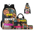 Customized Pattern Backpack for Girls Boys Backpack with Lunch Box Water Bottle Bag and Kawaii Pencil Case 1St Grade 4PCS Set Bookbag with Compartment for Large School Bag - color: Customized Pattern