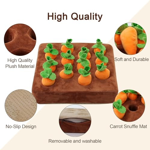 Ferret Foraging Toys Novelty Carrot Snuffle Mat Interactive Pet Treat Enrichment Toys for Small Animals Bunny Rabbit Chinchilla Guinea Pig Hamster (12Carrot) - color: 12Carrot