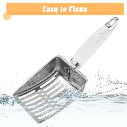Cat Litter Scoop - Stainless Steel Metal Cat Litter Scoop-Sturdy Mesh Scooper - Mesh Shovel-Easy to Clean - Suitable for Cat Litter Box -Grey White-Christmas - color: Grey White, size: M