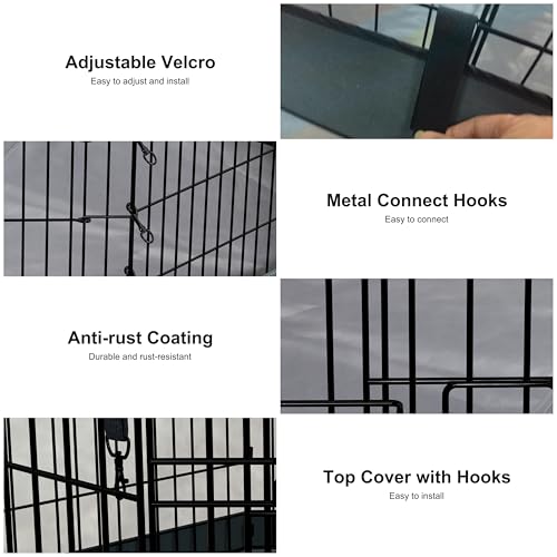 Dog Playpen with Top Cover and Bottom Pad,Foldable Playpen,8 Panels 30" H | Metal Puppy Play Pen,with Door for Indoor Outdoor,Pet Exercise Fence for Small Medium Animals - size: 30''H
