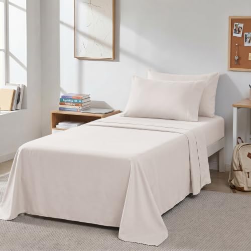 Southshore Fine Living, Inc. 4 Piece Twin XL Sheet Sets, 21 Inch Extra Deep Pocket Sheets, Microfiber Pet Hair Resistant Bedding for Dorm, Bone Colored Bed Sheets Twin Extra Long - Natural Beige - color: 02 - Natural Beige (Formerly Bone), size: Twin XL