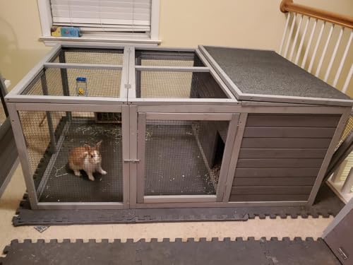 GUTINNEEN Rabbit Hutch Indoor, Bunny Cage Outdoor, Small Animal House with Large Run