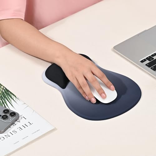 EooCoo Mouse Pad with Gel Wrist Rest, Ergonomic Mousepad Wrist Alignment | Middle Concave Design for Natural Wrist Alignment, Non-Slip Base Mousepad, Carpal Tunnel Relief, Office Desk Accessories - color: Deep Blue