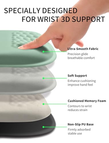 Hokafenle Ergonomic Wrist-Hugging Mouse Pad Wrist Support, U-Shaped Holding Wrist Rest Mousepad for Carpal Tunnel Pain Relief with Cushioned Memory Foam Slope Massage Bulge (10.2x8.3 in,Light Green) - color: Light Green