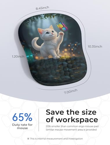Adorable Kitty Cat Ergonomic Mouse Pad for Carpal Tunnel Pain Relief, 65% Usable Mouse Area, Memory Foam Concave Wrist Rest for Office, PC, Gaming - color: 07 Adorable Kitty