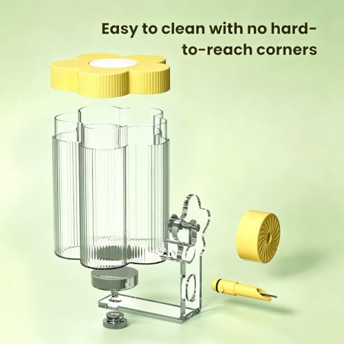8.4 Oz No Mess Bird Water Feeder, Auto Parrot Cage Water Dispenser (Yellow) | Magnetic Mount, Drip-Free, Easy Top Refill, Mount Inside or Outside Cage, for Parakeets Cockatiels Budgies Lovebirds Canary - color: Yellow