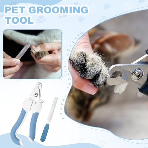 Pet Nail Clipper with Nail File, Pet Nails Clippers and Trimmer with Safety Guard, Professional Grooming Tool for Indoor Small Dog Cat Kitten, (Blue/White, 1 Set) - color: Blue/White