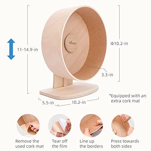 Niteangel Wooden Hamster Exercise Wheel: - Silent Hamster Running Wheel for Hamsters Gerbil Mice and Other Similar-Sized Small Pets (M) - size: M