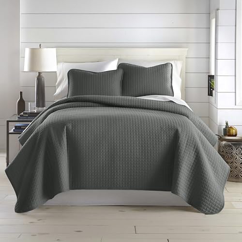 Southshore Fine Living, Inc. Summer Bedspreads Queen Size Set, Full/Queen Quilt Bedspread with 2 Matching Pillow Shams, Soft Microfiber Quilt Set, Lightweight Quilts Coverlet, Slate Grey Quilts - color: 10 - Slate, size: Full / Queen