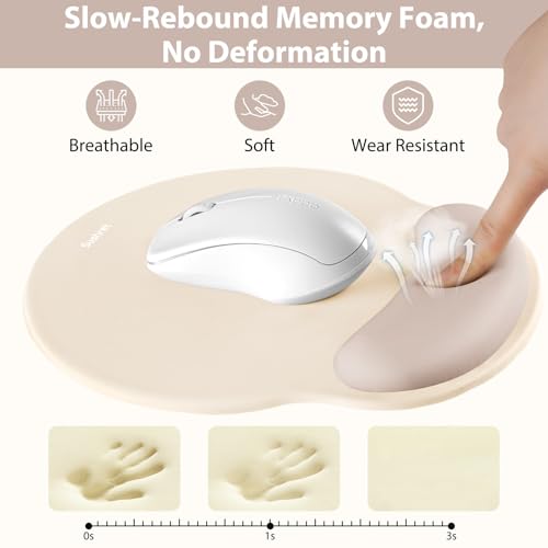 Mouse Pad and Keyboard Wrist Rest, 3-in-1 Gel Memory Foam Ergonomic Mouse Pad with Wrist Rest Set, Gaming Mousepad Arm Cushion Support for Computer Office Desk Accessories Cute Setup,Apricot - color: Apricot